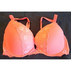 Victoria's Secret Dream Angels Bright Pink Lace Padded Push-Up Bra 36D